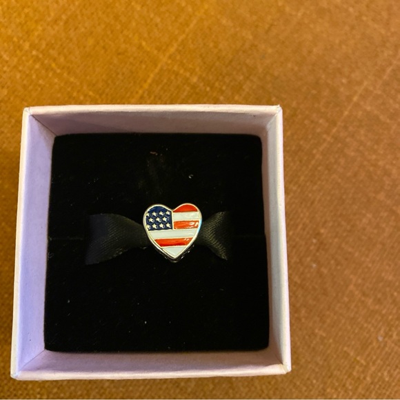Pandora USA Flag I Love USA Heart Charm NWT - Picture 4 of 5